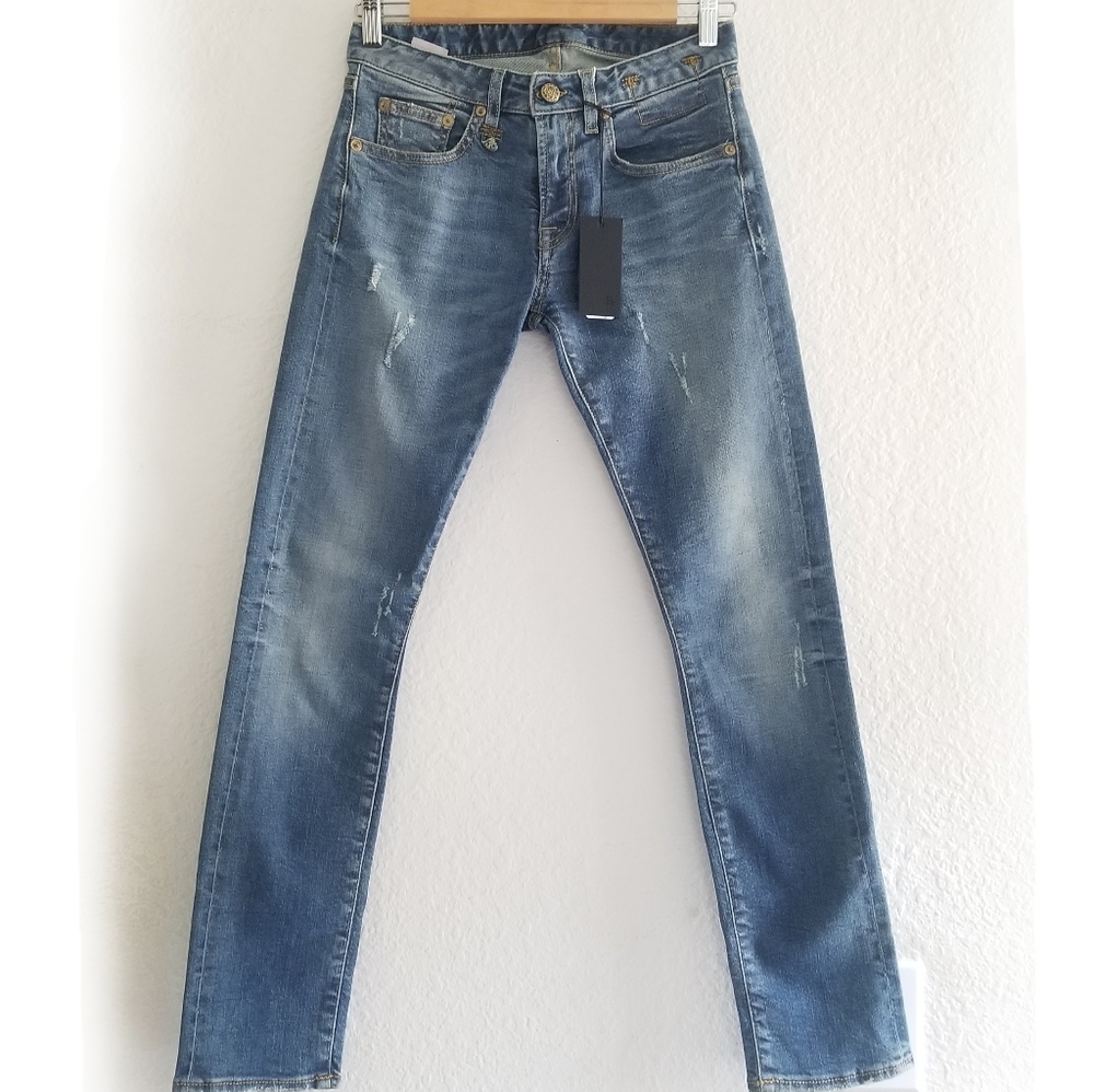 R13 Kate Skinny Distressed Stretchy Jeans Size 27 Mid Wash Blue - Picture 4 of 13
